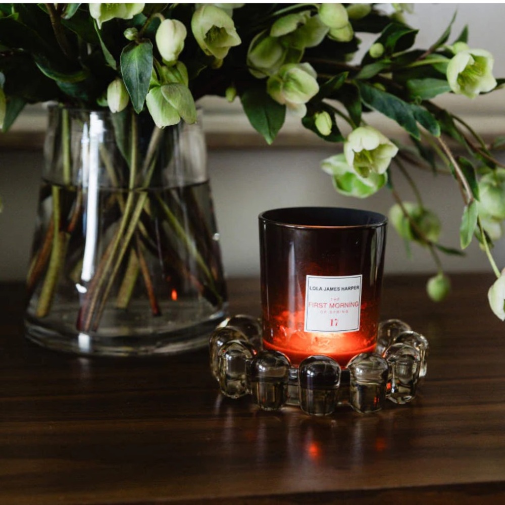 Smoky Glass Candle Holder